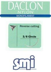 SUTURE DACLON 3/0 16MM 75CM BL 3/8C RV