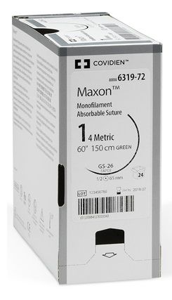 SUTURE MAXON 2/0 24MM 75CM CLR 3/8 RV