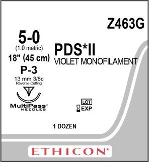 SUTURE PDS-II 5/0 13MM 45CM VT 3/8CP RV