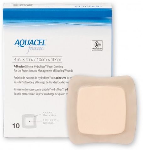 AQUACEL FOAM ADHESIVE SQUARE 10CM x 10CM