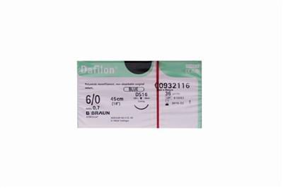 SUTURE DAFILON 6/0 16MM 45CM BL 3/8C RV