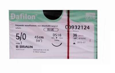 SUTURE DAFILON 5/0 16MM 45CM BL 3/8C RV