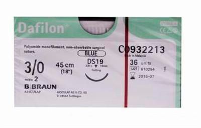 SUTURE DAFILON 3/0 19MM 45CM BL 3/8C RV