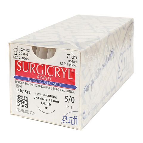 SUTURE SURGICRYL RAPID 5/0 19MM 75CM UD