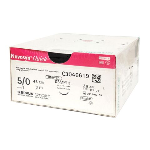 SUTURE NOVOSYN QUICK 5/0 13MM 45CM 3/8C