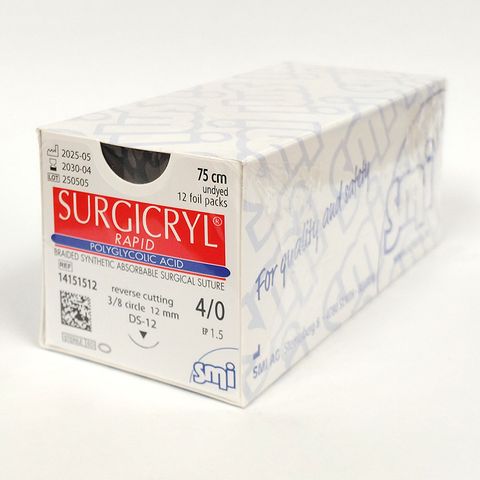 SUTURE SURGICRYL RAPID 4/0 12MM 75CM UD