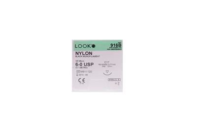 SUTURE NYLON 6/0 12MM 45CM BK 3/8C RV
