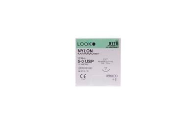 SUTURE NYLON 5/0 12MM 45CM BK 3/8C RV