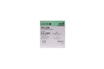 SUTURE NYLON 5/0 19MM 45CM BK 3/8C RV