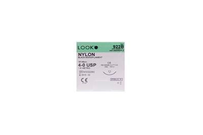 SUTURE NYLON 4/0 19MM 45CM BK 3/8C RV