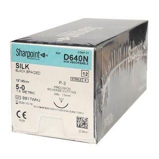 SUTURE SHARPOINT SILK 5/0 13MM 45CM RV