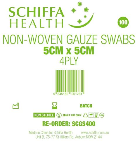 SCHIFFA NON-WOVEN GAUZE SWABS 4PLY