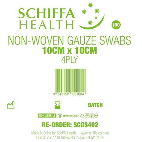 GAUZE SWAB NON-WOVEN 10CM 4PLY