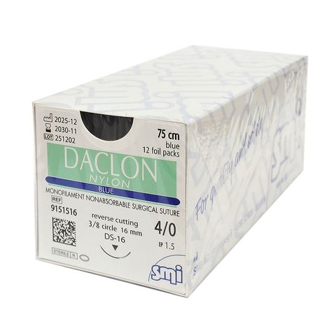 SUTURE DACLON 4/0 16MM 75CM BL 3/8C RV