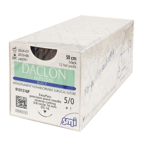 SUTURE EASYPASS 5/0 16MM 50CM BK 3/8C RV