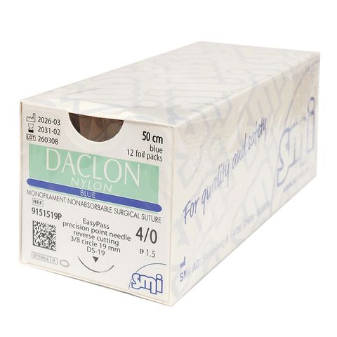 SUTURE EASYPASS 4/0 19MM 50CM BL 3/8C RV