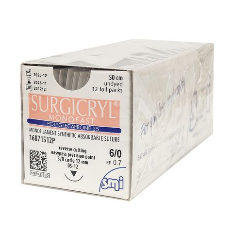 SUTURE EASYPASS 6/0 12MM 50CM BK 3/8C RV