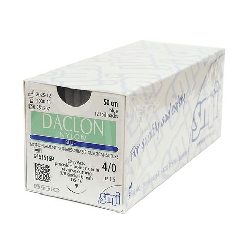 SUTURE EASYPASS 4/0 16MM 50CM BL 3/8C RV