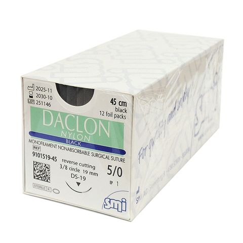 SUTURE DACLON 5/0 19MM 45CM BK 3/8C RV