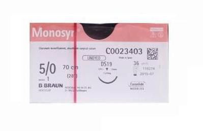 SUTURE MONOSYN 5/0 19MM 70CM UD 3/8C RV