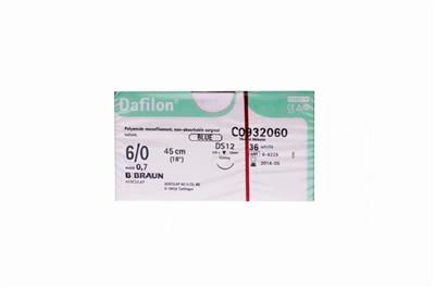 SUTURE DAFILON 6/0 12MM 45CM BL 3/8C RV