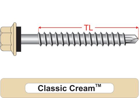 220110.2200 Classic Cream™ RoofMates® - Hex Seal, Roofing Screws