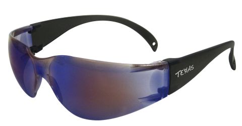 650215 'Texas' Blue Mirror Safety Glasses with Anti Fog