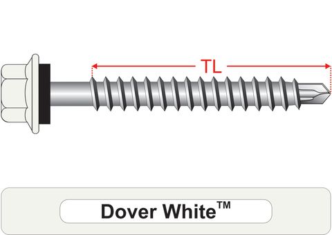 220110.3100 Dover White™ RoofMates® - Hex Seal, Roofing Screws