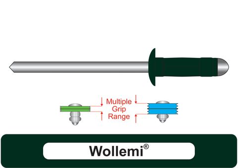 401100.9200 Wollemi® Multi-Grip Aluminium Rivets with Steel Stem - Dome Head