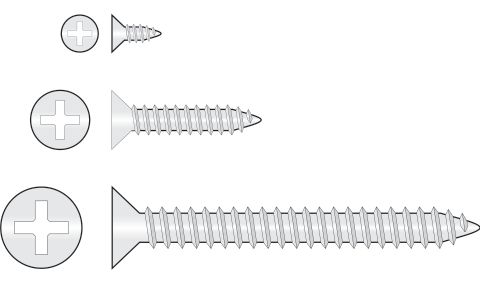 201000 Self-Tapping - Countersunk Head, Zinc Plated Steel