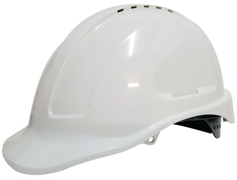 650400 Maxiguard White Vented Hard Hat, sliplock harness