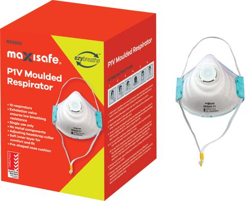 650510 P1V Moulded Respirator Mask with Exhalation Valve - Box of 10