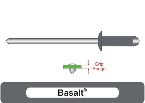 401200.1100 Basalt® Steel Rivets with Steel Stem - Dome Head