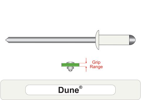 401120.3200 Dune® Steel Rivets with Steel Stem - Dome Head