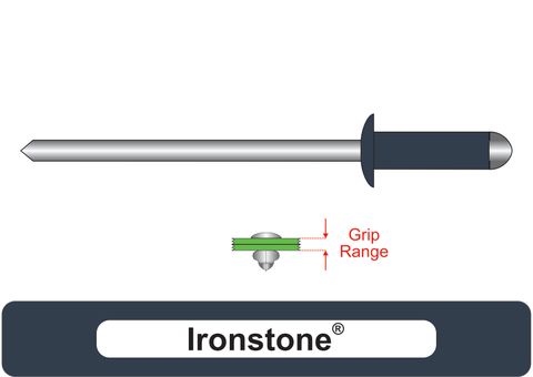 401200.4700 Ironstone® Steel Rivets with Steel Stem - Dome Head