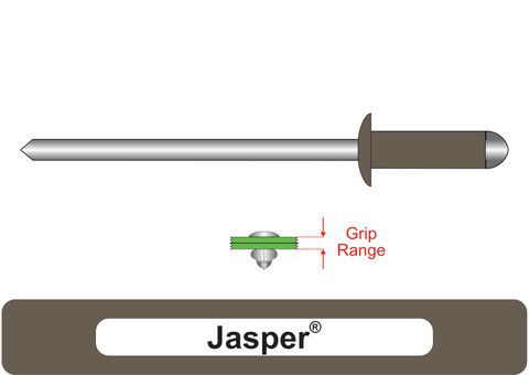 401200.4800 Jasper® Steel Rivets with Steel Stem - Dome Head