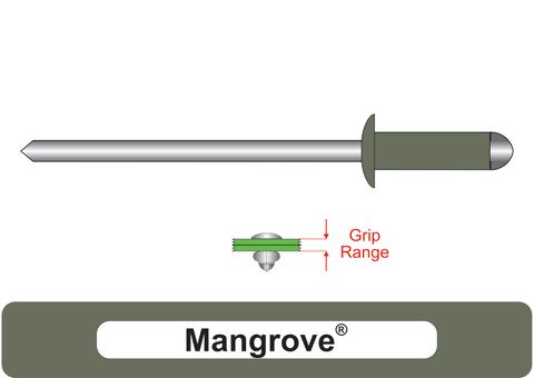 401200.5400 Mangrove® Steel Rivets with Steel Stem - Dome Head