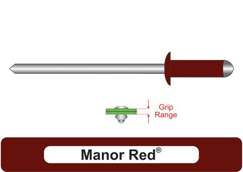 401200.5500 Manor Red® Steel Rivets with Steel Stem - Dome Head