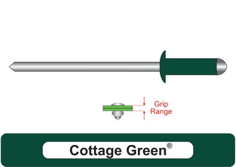 401200.2500 Cottage Green® Steel Rivets with Steel Stem - Dome Head