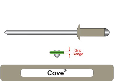 401200.2600 Cove® Steel Rivets with Steel Stem - Dome Head