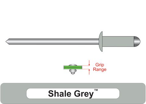 401200.8300 Shale Grey™ Steel Rivets with Steel Stem - Dome Head