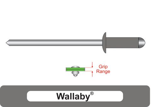 401200.8800 Wallaby® Steel Rivets with Steel Stem - Dome Head