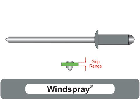 401200.9100 Windspray® Steel Rivets with Steel Stem - Dome Head