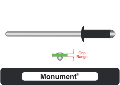 401200.7300 Monument® Steel Rivets with Steel Stem - Dome Head