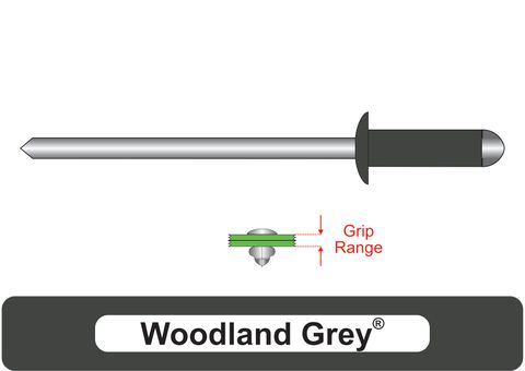 401200.9300 Woodland Grey® Steel Rivets with Steel Stem - Dome Head