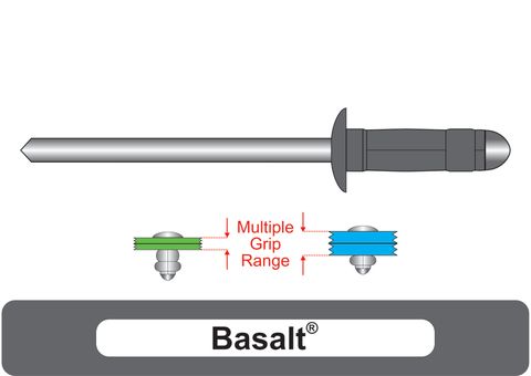 401100.1100 Basalt® Multi-Grip Aluminium Rivets with Steel Stem - Dome Head