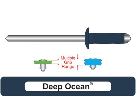 401100.2900 Deep Ocean® Multi-Grip Aluminium Rivets with Steel Stem - Dome Head