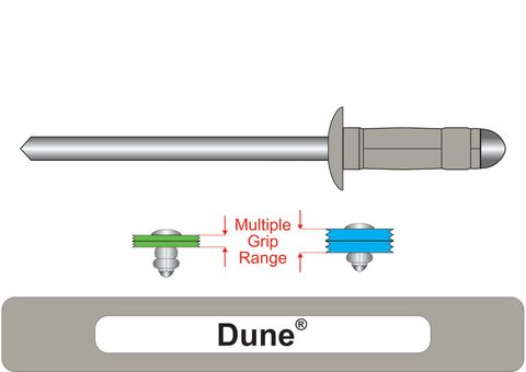 401100.3200 Dune® Multi-Grip Aluminium Rivets with Steel Stem - Dome Head