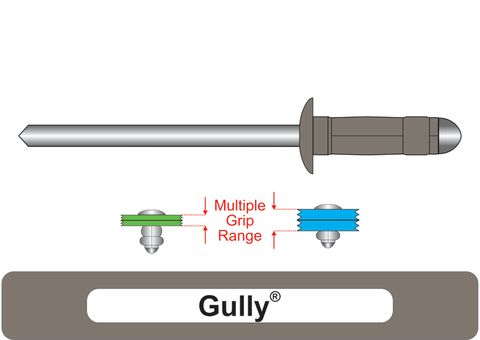 401100.4100 Gully® Multi-Grip Aluminium Rivets with Steel Stem - Dome Head