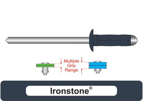 401100.4700 Ironstone® Multi-Grip Aluminium Rivets with Steel Stem - Dome Head